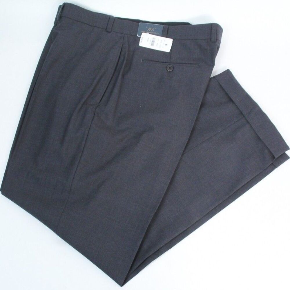 Brooks Brothers NWT 346 Stretch Wool Blend Charcoal Gray Dress Pants, 40Wx31L